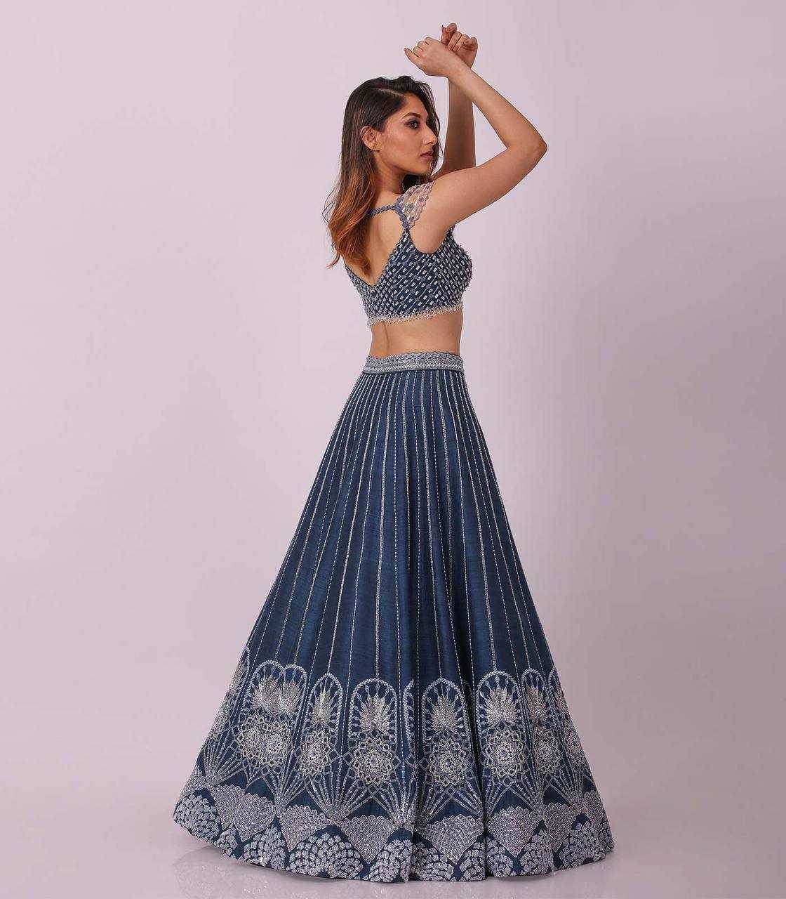 Rangoli Silk Thread Work Sequins Morpich Lehenga - MYLUXURY LANE ENTERPRISE
